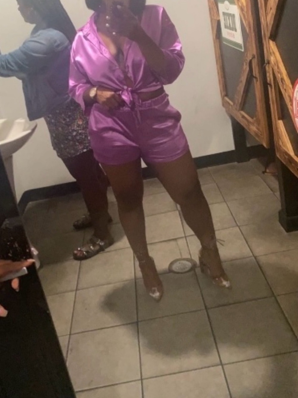 Satin Purple Tie-Front 2 piece Set